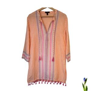 J. Crew Orange and Pink Striped Tunic